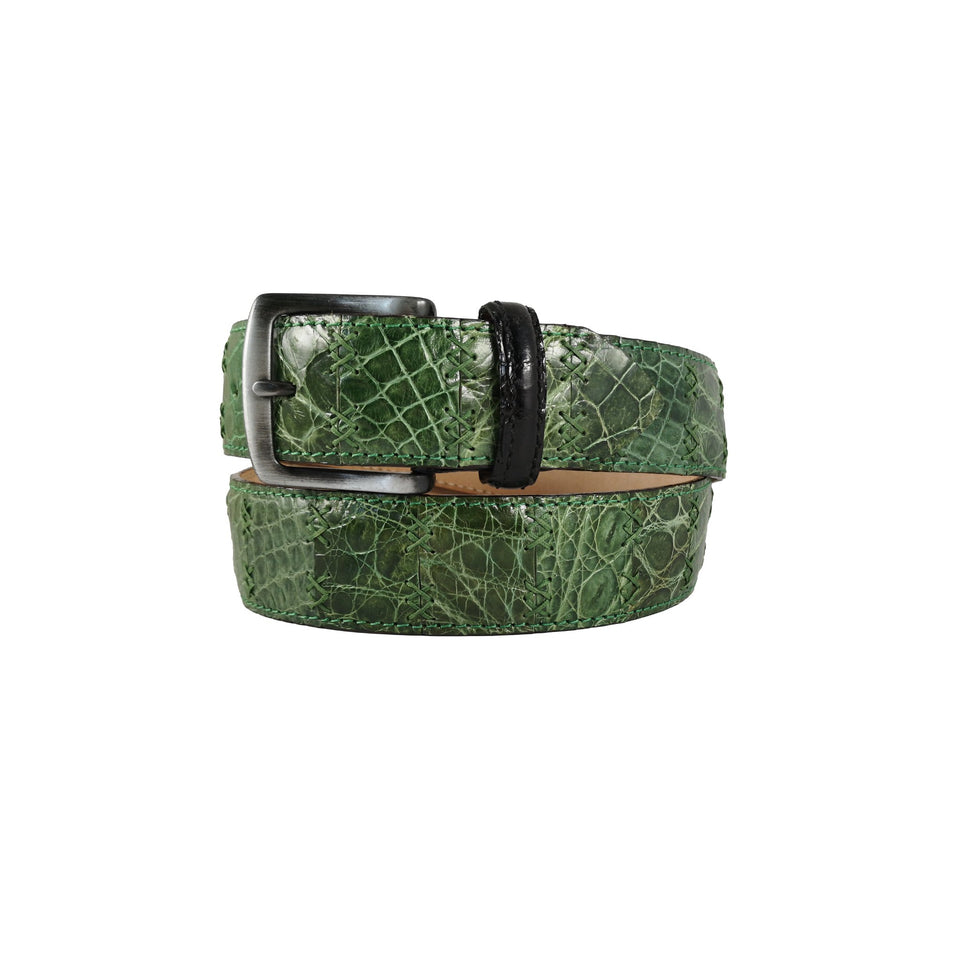 curea unisex piele de crocodil verde vedere din dreapta